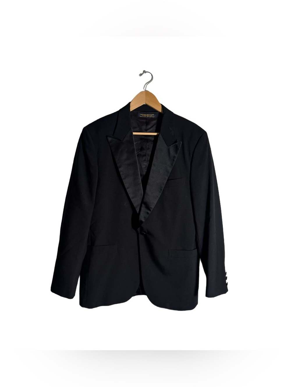 Brooks Brothers Wool Tuxedo Jacket Size 41 Black Peak Label Made in USA Vintage